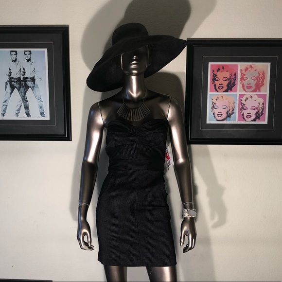 NWT Lucy Love Pinstripe Strapless  Dress - Picture 2 of 13